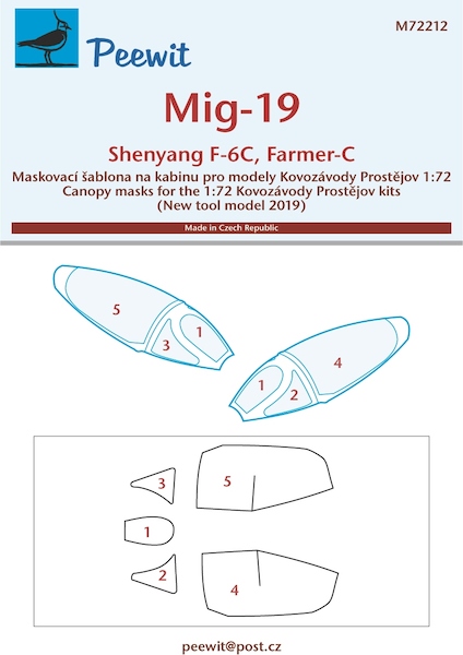 Mikoyan MiG19 / Shenyang F6C "Farmer C" Canopy masking (Valom)  M72212