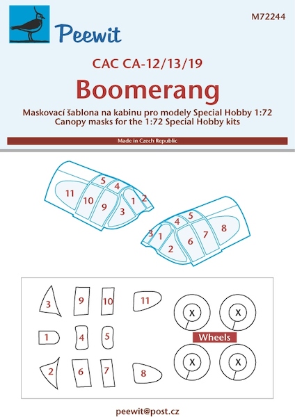 CAC CA12/13/19 Boomerang Canopy and wheel mask (Special Hobby)  M72244