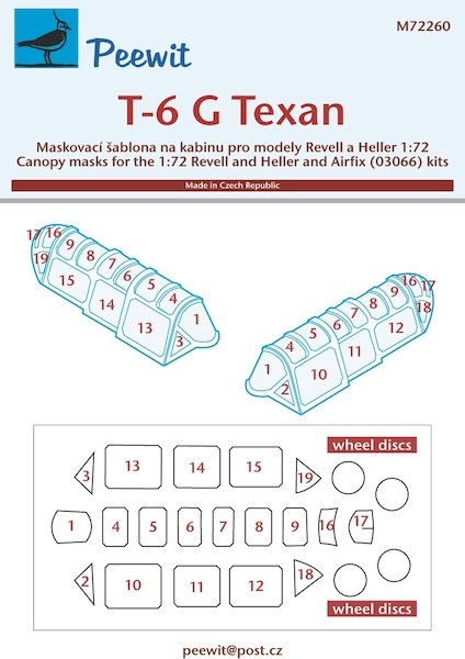 T6G Texan Canopy and wheel mask (Revell, Heller, Airfix, Encore)  M72260