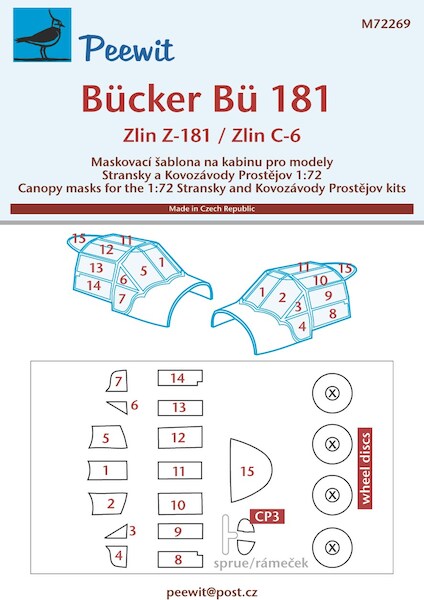 Bucker Bu181 / Zlin Z181 Bestmann Canopy mask  (Stransky, KP)  M72269