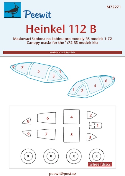 Heinkel He112B  Canopy and wheel mask  (RS Models)  M72271
