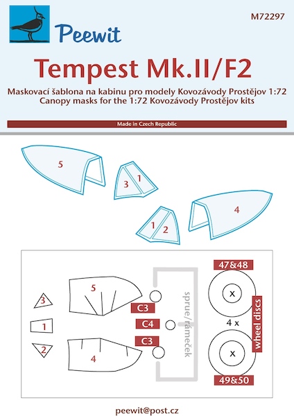 Hawker Tempest MKII / F2 Canopy and wheel mask (KP Models)  M72297