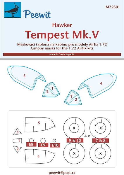 Hawker Tempest MKV Canopy and wheel mask (Airfix)  M72301