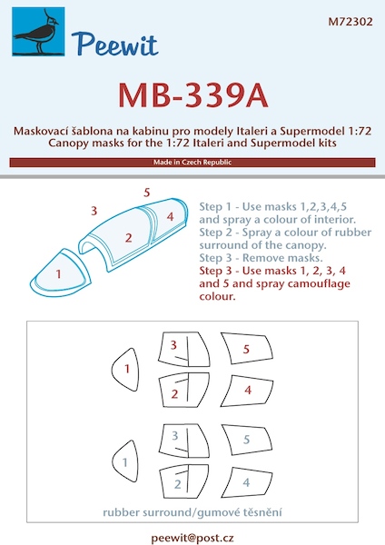 Aermacchi MB339A Canopy mask (Supermodel, Italeri)  M72302