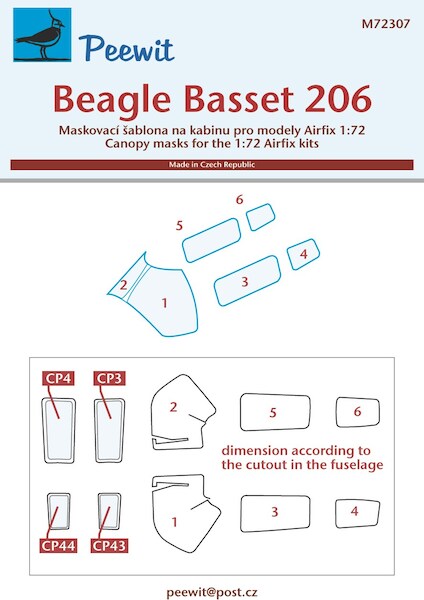 Beagle Basset Canopy and window masks (Airfix)  M72307