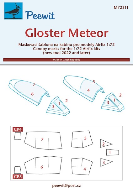 Gloster Meteor F MK8 Canopy masks  Both Early ands late (Airfix)  M72311