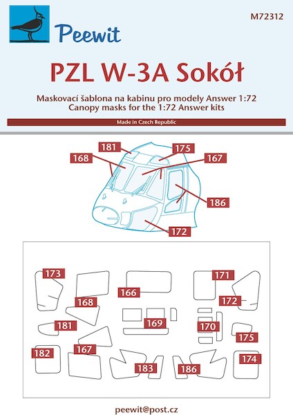 Sokol W3A Sokol Canopy and cabin windo masks  (Answer Models)  M72312