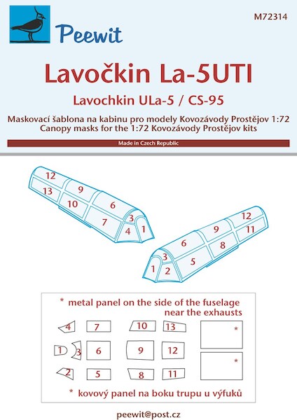 Lavochkin La5UTI (Ula5/CS95) Canopy masks  (KP kits)  M72314