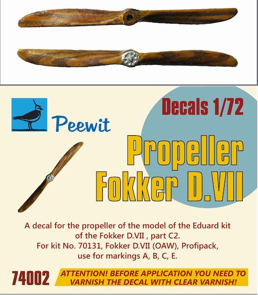 Fokker DVII Propeller decals  (Eduard)  M74002