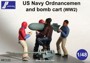 4 US Navy ordnancemen and Bomb Cart (WW2)  481122
