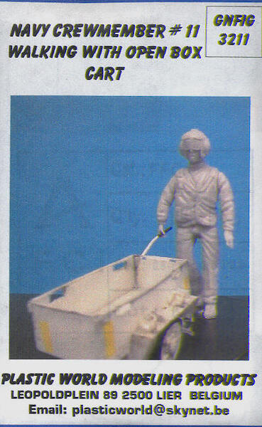US Navy Crewmember #11 Walking with open Small duty Box cart  GNFIG3211