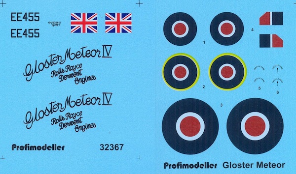 Gloster Meteor MKIV   EE455 "Yellow Peril"  decals  32367
