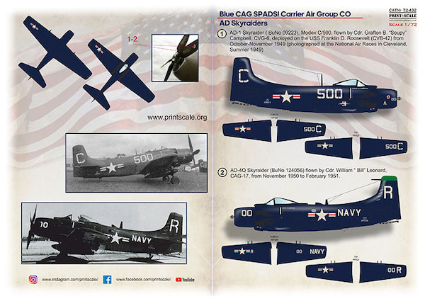 Blue CAG Spads! (AD Skyraider CAG CO's)  PRS72-432