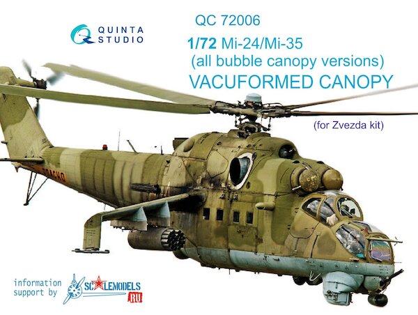 Canopy Mil Mi24/Mi25 Hind All Bubble canopy versions (for Zvezda)  QC72006