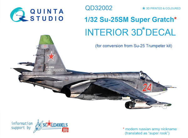 Sukhoi Su25SM "Super Gratch"Frogfoot  Interior 3D Decal  for Trumpeter  QD32002