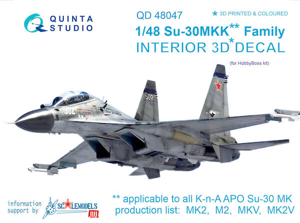 Sukhoi Su30MMK Family  Interior 3D Decal  for Hobby Boss  QD48047