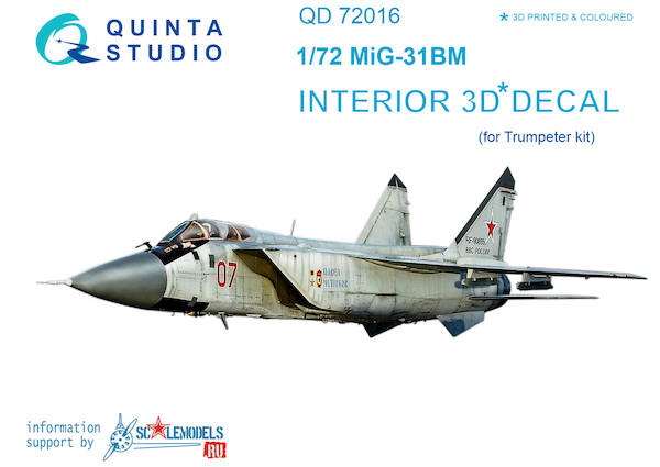 Mikoyan MiG31BM Foxhound Interior 3D Decal  for Trumpeter  QD72016