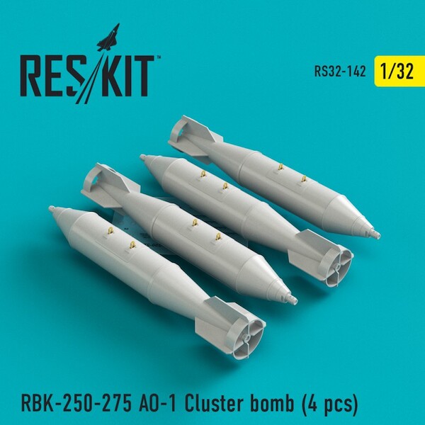RBK-250-275 AO-1 Cluster Bombs (4x) for Su7, Su17/22, Su24, Su25, MiG21, Mig27)  RS32-0142