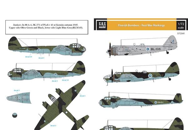 Finnish Bombers - Post War Markings  (Ju-88, Do-17, Blenheim Mk.I/IV)  SBSD72041