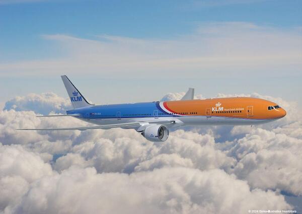 KLM  Orange Pride Boeing 777-300 in flight Poster  POS-ORANGE