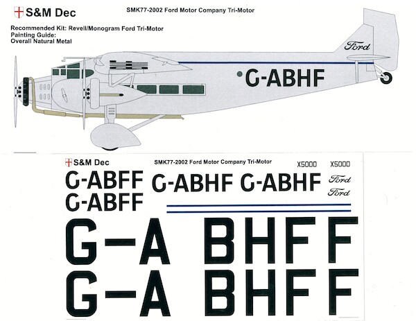 Ford Trimotor (Ford Company - G-ABHF) For Monogram kit!  SMK77-2002