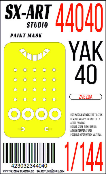 Painting mask Yakovlev Yak40 (Zvezda)  SXA44040
