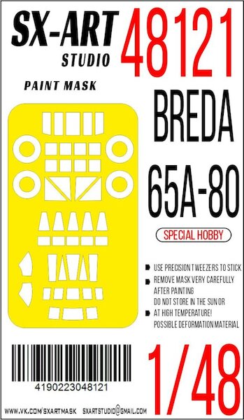 Painting mask Canopy, Cabin windows and Wheels Breda 65A-80 (Special Hobby)  SXA48121