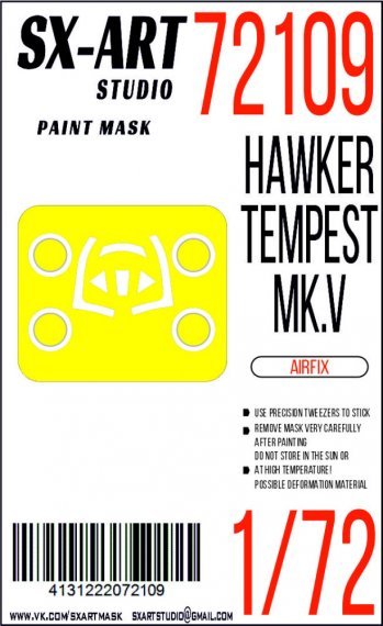 Painting mask Hawker Tempest MKV Canopy and wheels(Airfix)  SXA72109