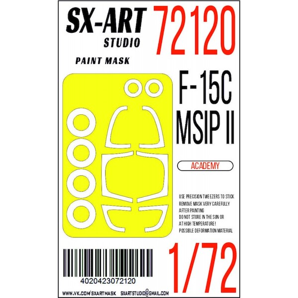 Painting mask F15C Eagle MSIP II Canopy and wheels (Academy)  SXA72120