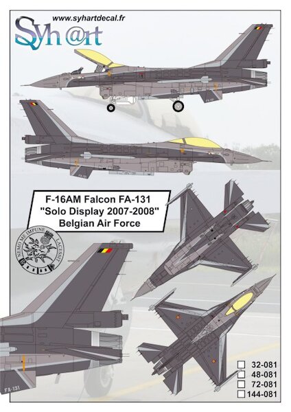 F16AM Falcon FA-131 "Solo Display 2007-2008" Belgian Air Force  72-081