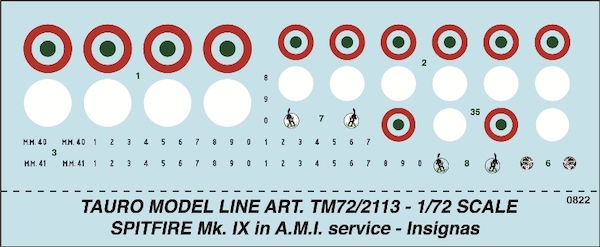 Supermarine Spitfire MKIX Italian  Service roundels, serials and badges  TM72-2113