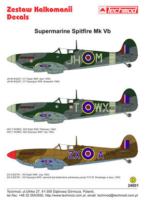 Supermarine Spitfire MKVb (317sq, 302sq, 145sq)  24001