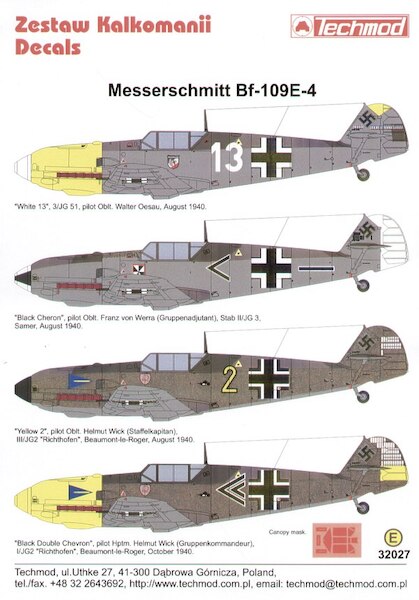 Messerschmitt BF109E-4  32027
