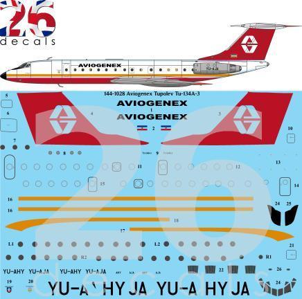 Tupolev Tu134A-3 (Aviogenex)  144-1028