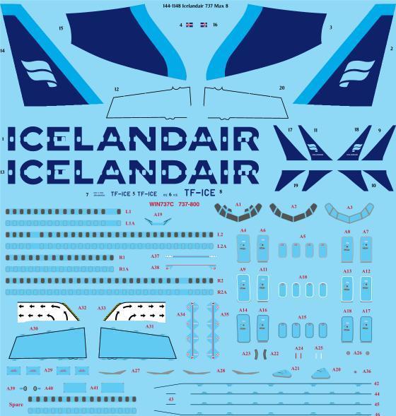Boeing 737Max 8 (Icelandair - Skyblue/Blue)  144-1148