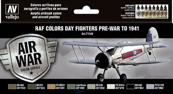 Vallejo Model Color Air Acrylic paint set "RAF Day Fighters Pre war to 1941"  71149