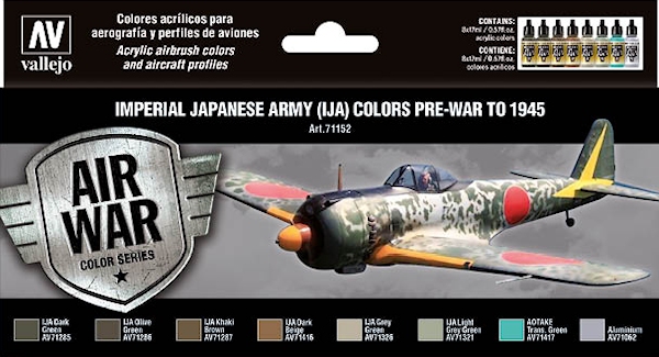 Vallejo Model Color Air Acrylic paint set "Imperial Japanese Army (IJAAF) Colors Pre War to 1945"  71152