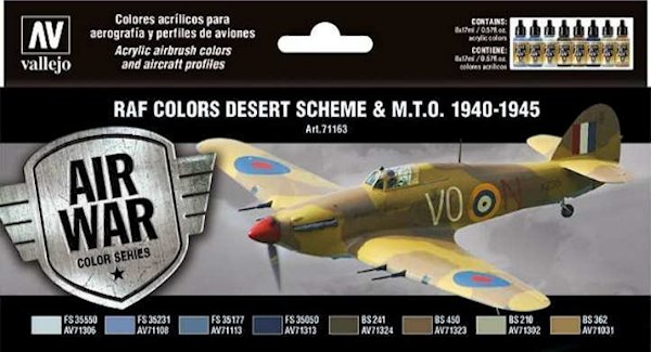 Vallejo Model Color Air Acrylic paint set RAF Desert Svcheme & MTO 1940-1945"  71163