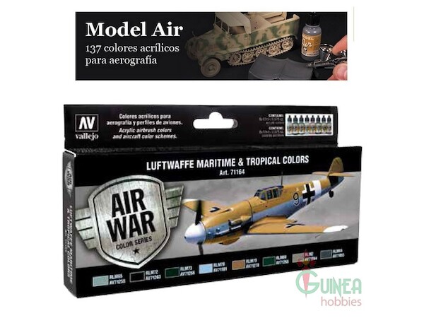 Vallejo Model Color Air Acrylic paint set 3 Luftwaffe Maritime and tropical Colours  71164
