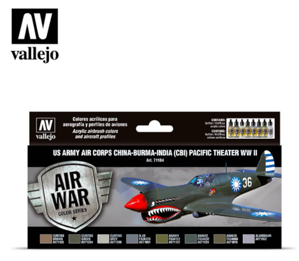 Vallejo Model Color Air Acrylic paint set for US Arrmy Air Corps China-Burma-Inda Theatre of Operations WW2  71184