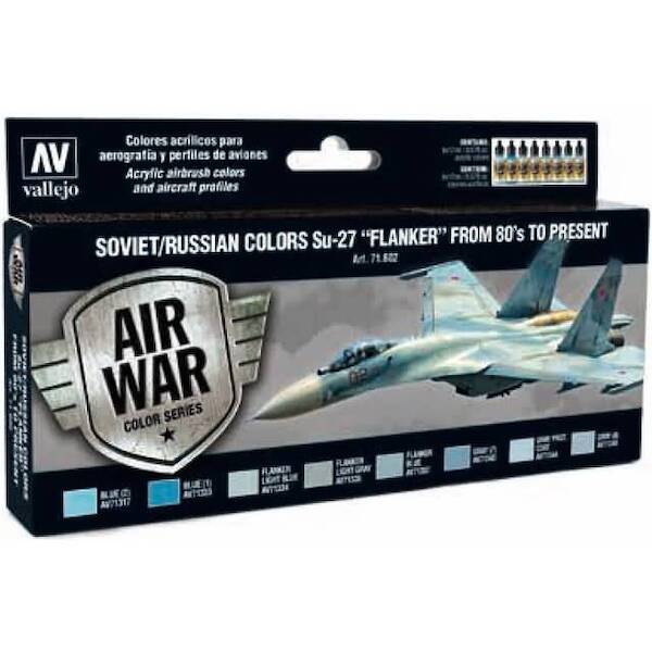 Vallejo Model Color Air Acrylic paint set Soviet/Russian Colours Sukhoi Su27"Flanker"from '80's to Present  71602