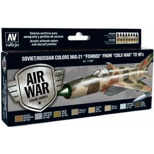 Vallejo Model Color Air Acrylic paint set Soviet/Russian MiG21 'Fishbed"from Cold war to '90's  71607