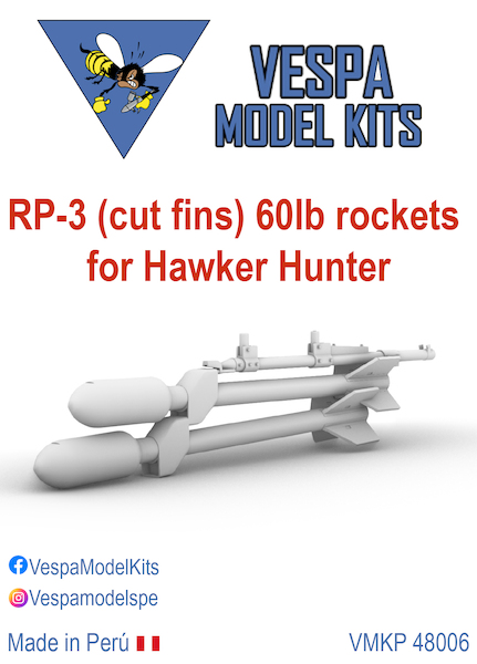 RP3 60Lb Air to Ground Rockets 2 tier launcher with cut fins For Hawker Hunter  VMKP48006