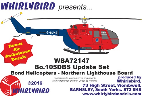 Bolkow Bo105DBS (Bond Helicopters) for A-model kit 72255  WBA72147