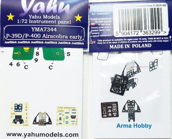 Instrument Panel Bell P39D/P400  Airacobra - Early- (Arma Hobby)  YMA7344