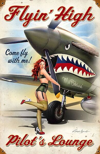 Flying High Pilot's Lounge Ms. Behavin - pin up metal poster metal sign  AV0064