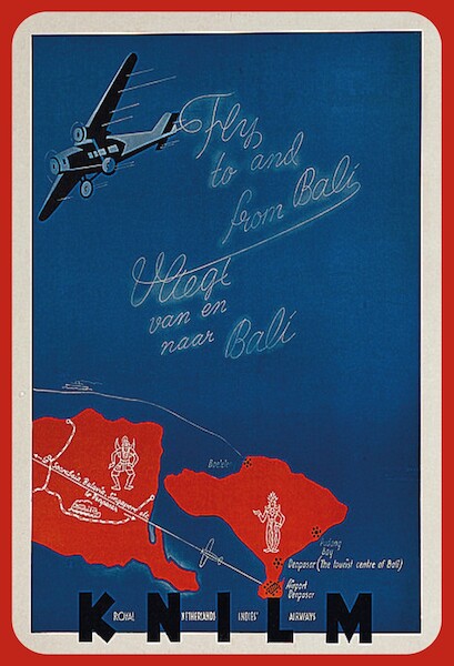 KNILM: Fly to and from Bali, Vliegt van en naar Bali (Royal Netherlands Indies Airways) Vintage metal poster metal sign  AV0034