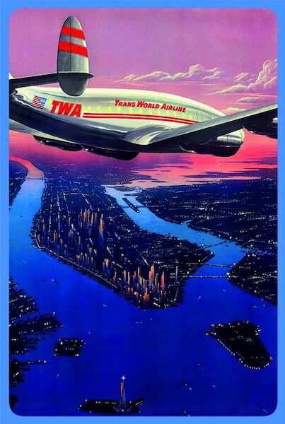 Manhattan New York City - Trans World Airlines TWA Vintage metal poster metal sign AV0046
