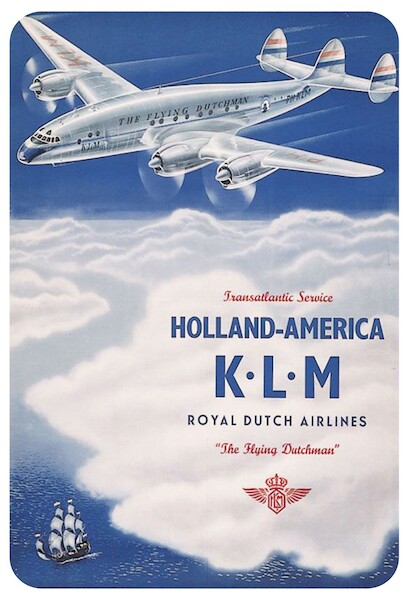 KLM Transatlantic Service - Holland America - KLM Royal Dutch Airlines Vintage metal poster metal sign  AV0001-HAL