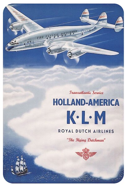 KLM Transatlantic Service - Holland America - KLM Royal Dutch Airlines Vintage metal poster metal sign AV0001-HAL